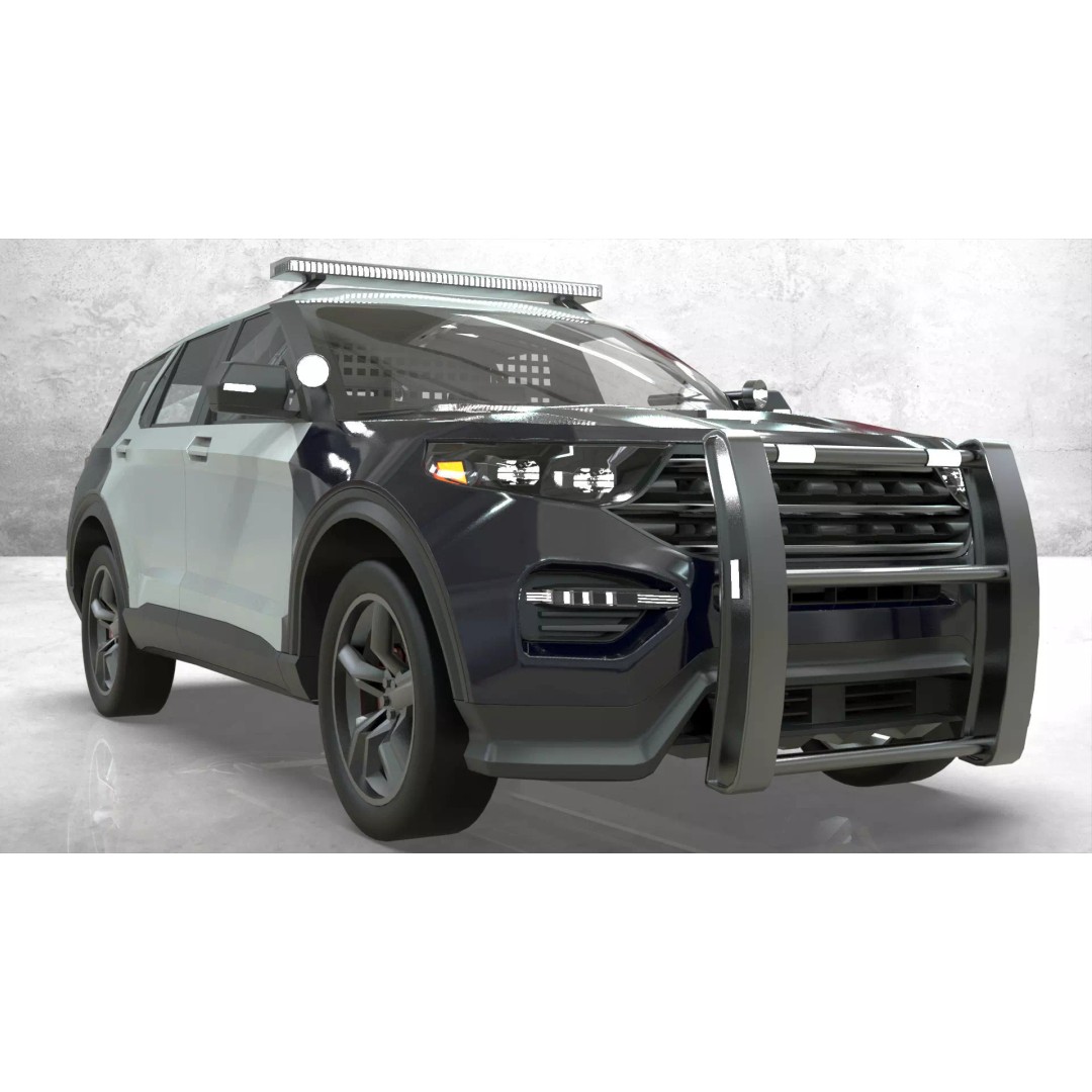 Police Interceptor SUV 3D Model – Low Poly Game Asset, FBX, Blender - View 4