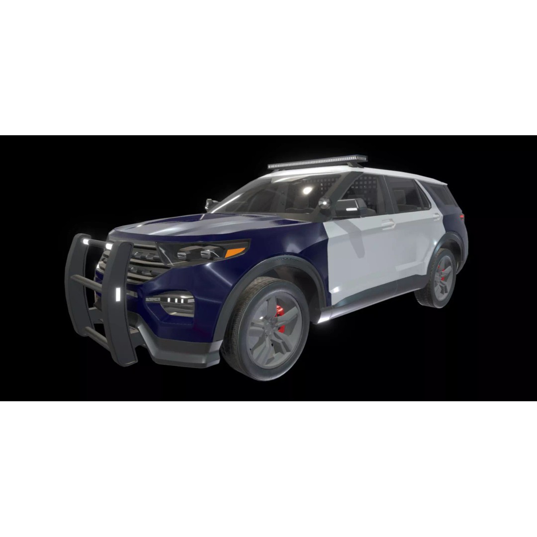 Police Interceptor SUV 3D Model – Low Poly Game Asset, FBX, Blender - View 7