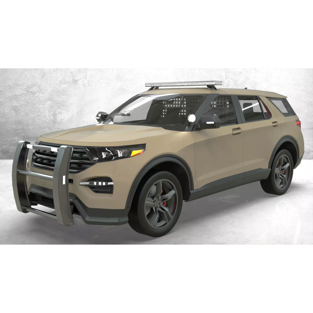 Police Interceptor SUV 3D Model – Low Poly Game Asset, FBX, Blender - View 9