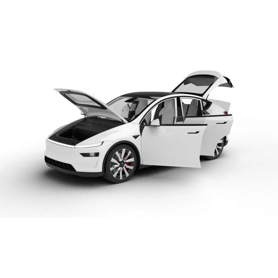 Tesla Model Y 2025 3D Model – High Poly Rigged Car Asset, FBX, Blender - View 3