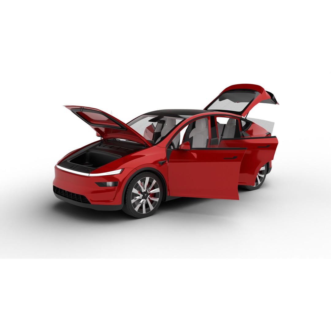 Tesla Model Y 2025 3D Model – High Poly Rigged Car Asset, FBX, Blender - View 4