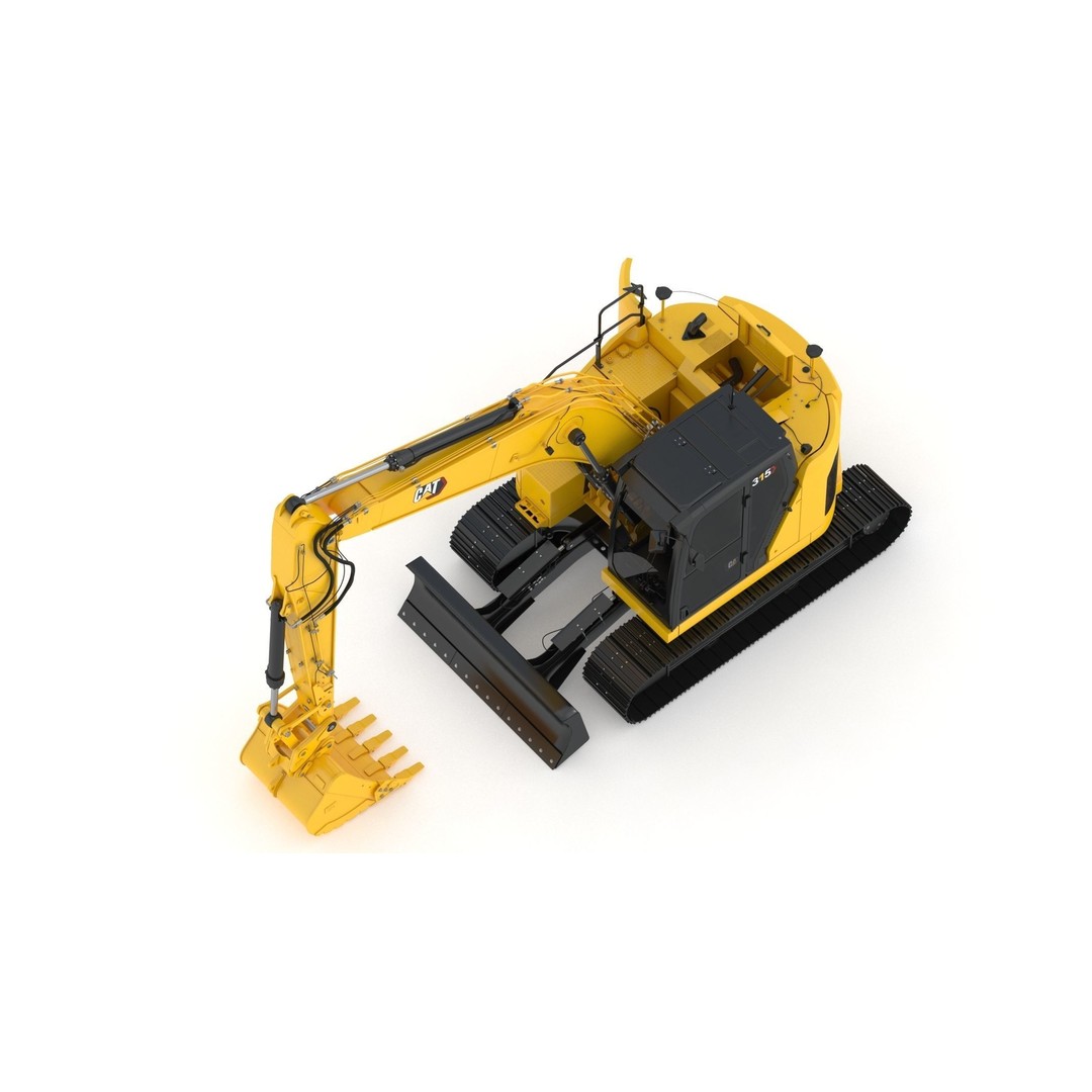CAT 315 Excavator 3D Model – High-Quality Game Asset, FBX & OBJ - View 10