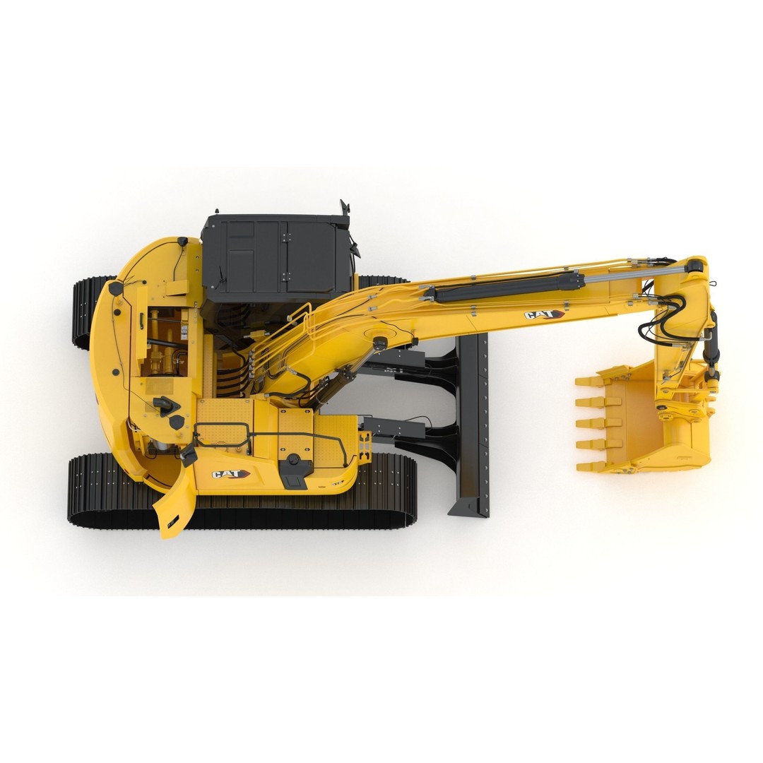 CAT 315 Excavator 3D Model – High-Quality Game Asset, FBX & OBJ - View 11
