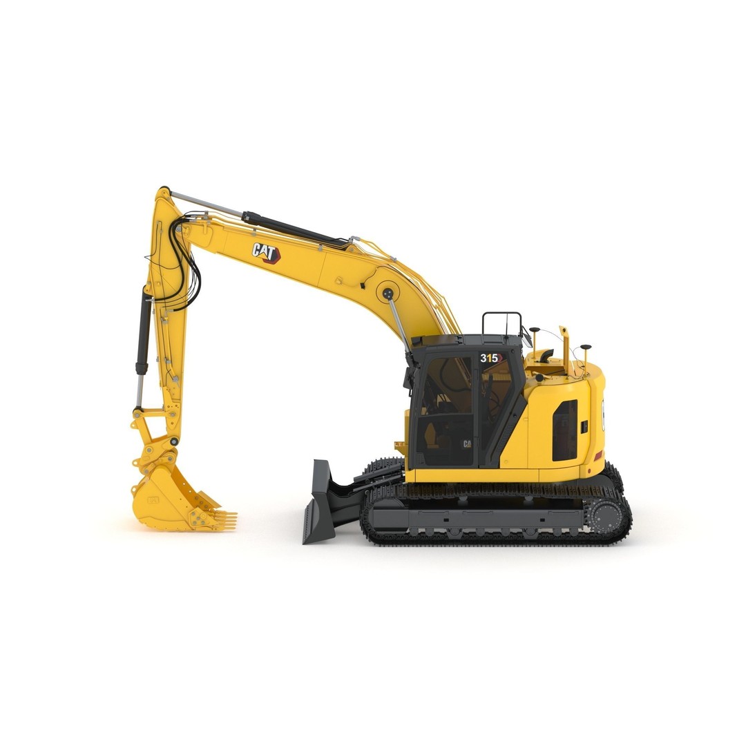 CAT 315 Excavator 3D Model – High-Quality Game Asset, FBX & OBJ - View 9