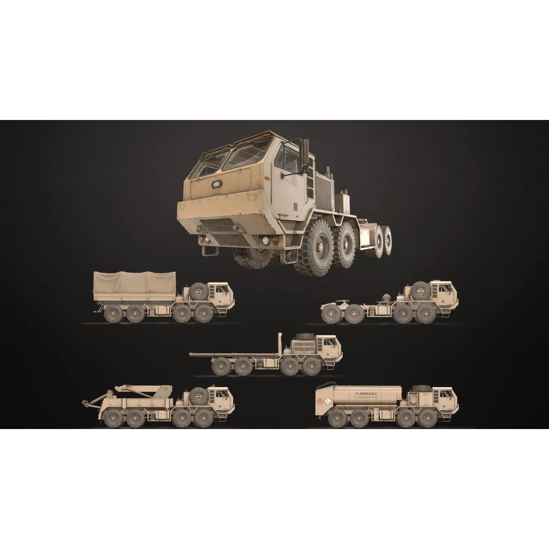 Heavy Military Truck 3D Model – Low Poly Game Ready, FBX, OBJ - View 2
