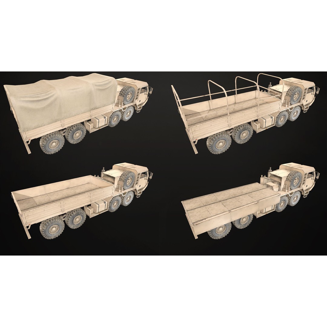 Heavy Military Truck 3D Model – Low Poly Game Ready, FBX, OBJ - View 20