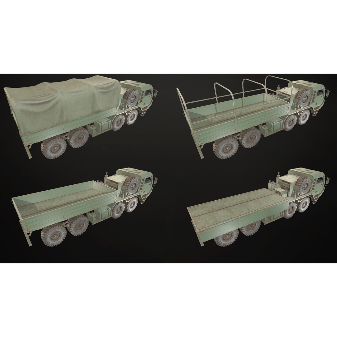 Heavy Military Truck 3D Model – Low Poly Game Ready, FBX, OBJ - View 21