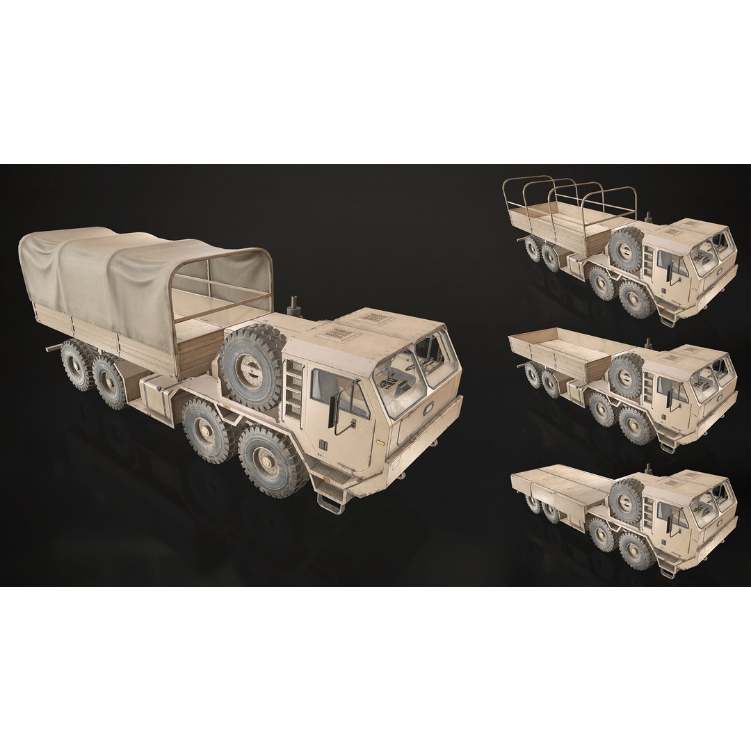 Heavy Military Truck 3D Model – Low Poly Game Ready, FBX, OBJ - View 22