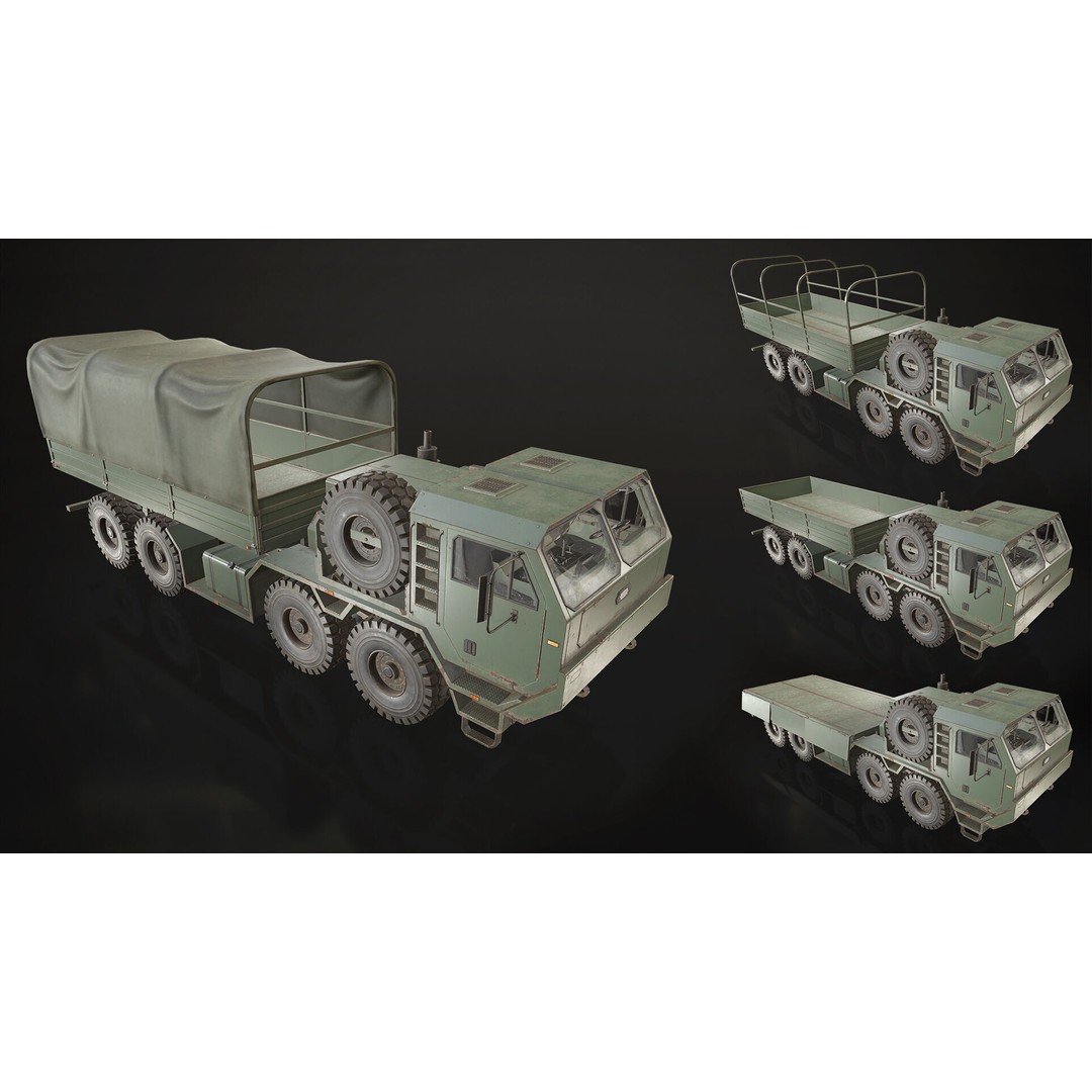 Heavy Military Truck 3D Model – Low Poly Game Ready, FBX, OBJ - View 23