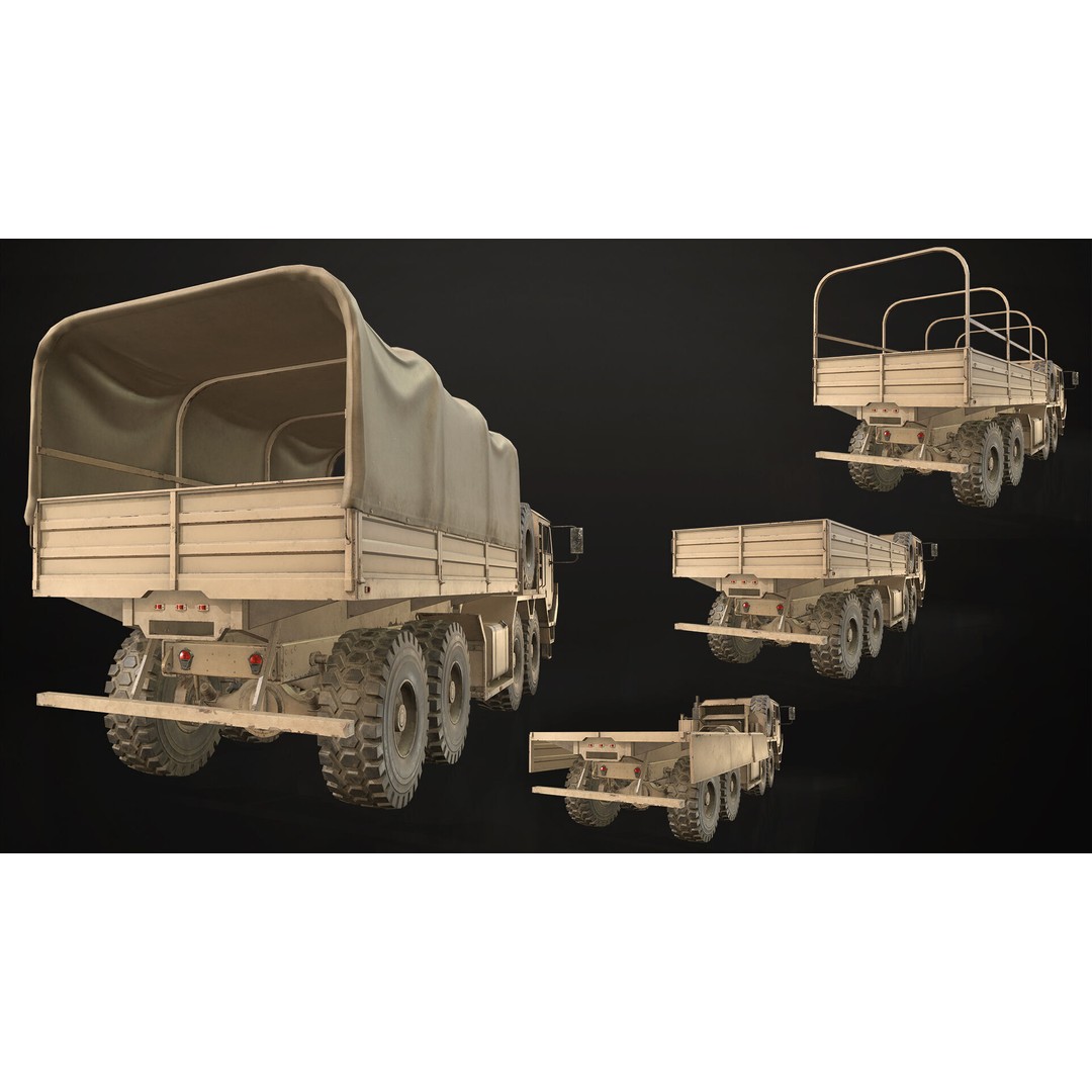 Heavy Military Truck 3D Model – Low Poly Game Ready, FBX, OBJ - View 24