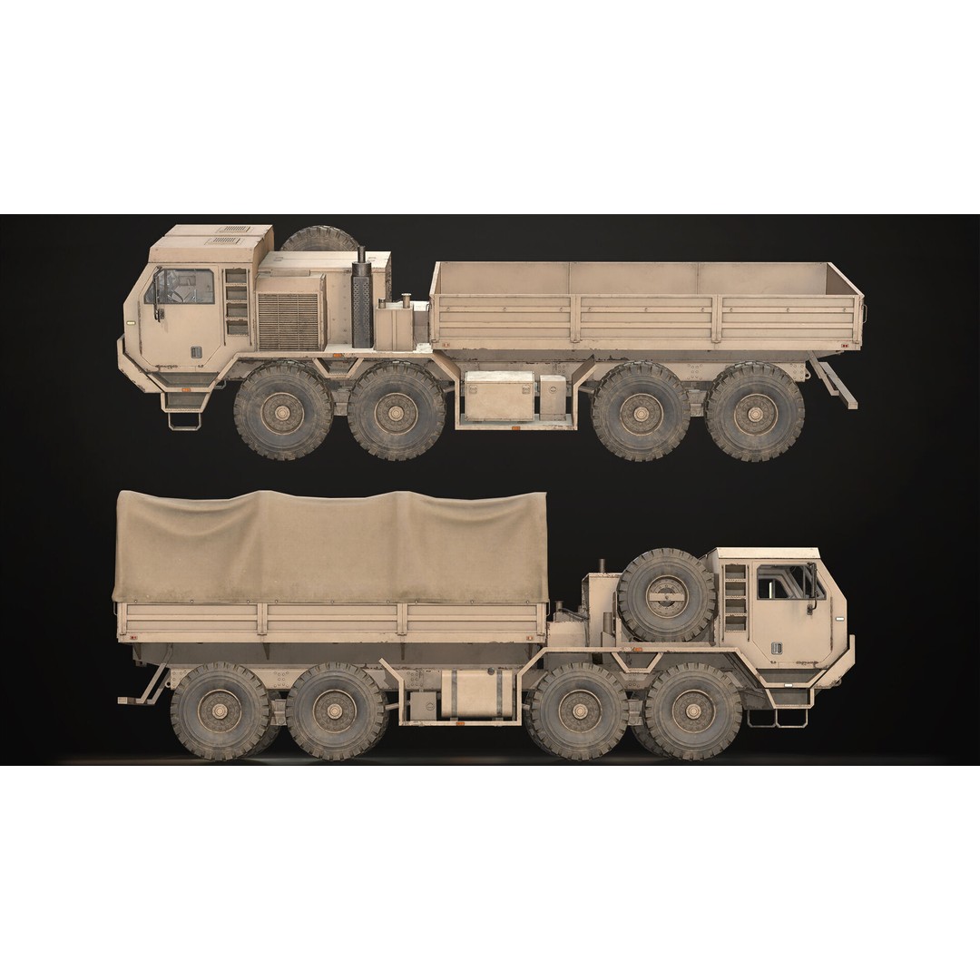 Heavy Military Truck 3D Model – Low Poly Game Ready, FBX, OBJ - View 25