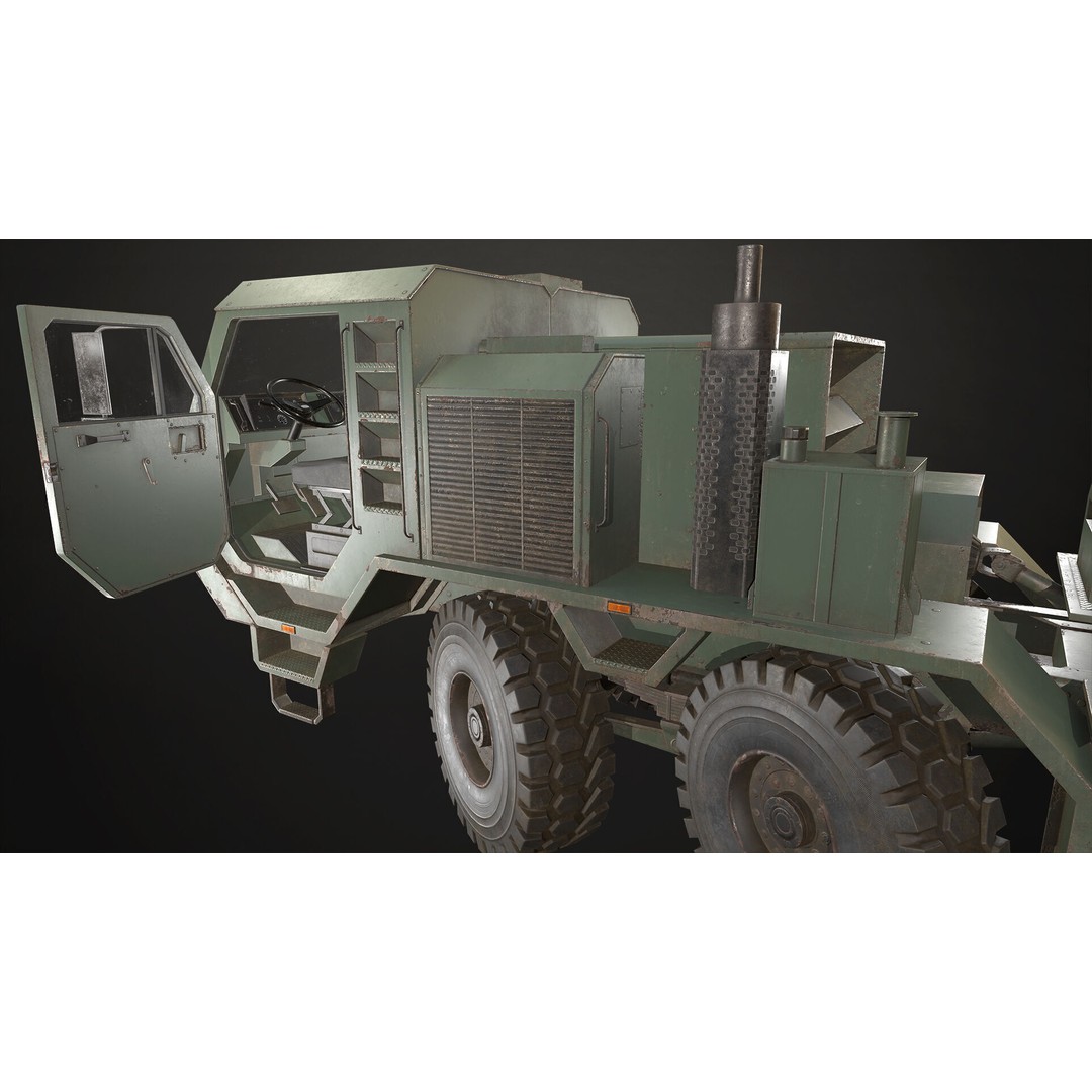 Heavy Military Truck 3D Model – Low Poly Game Ready, FBX, OBJ - View 28