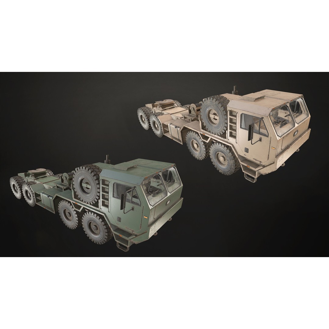 Heavy Military Truck 3D Model – Low Poly Game Ready, FBX, OBJ - View 3