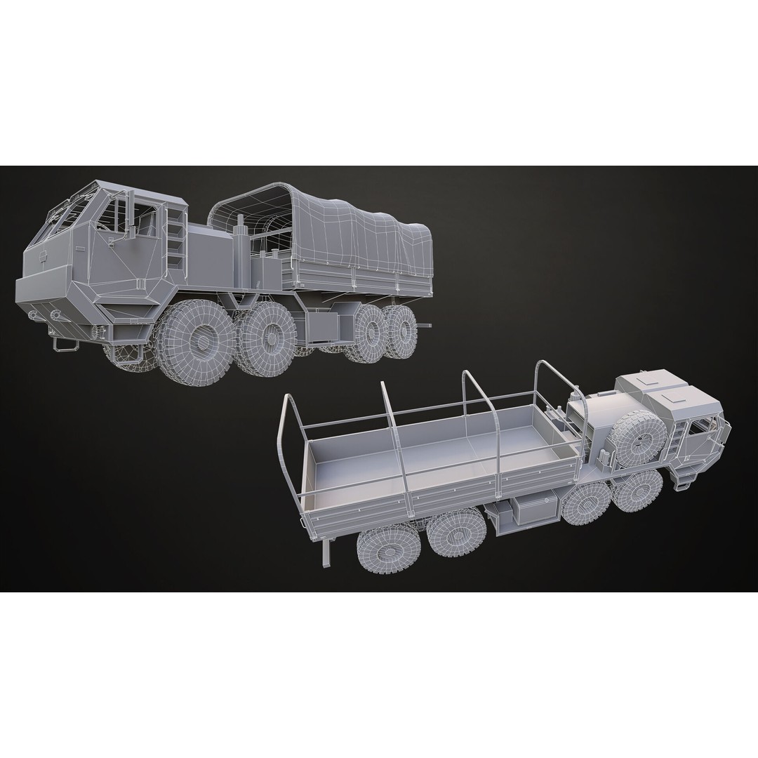 Heavy Military Truck 3D Model – Low Poly Game Ready, FBX, OBJ - View 35