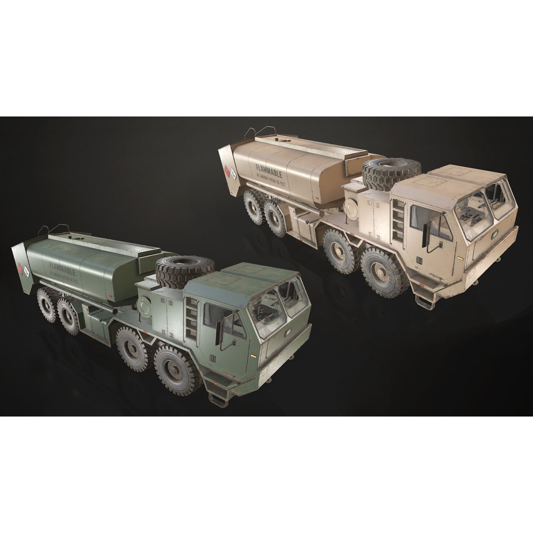 Heavy Military Truck 3D Model – Low Poly Game Ready, FBX, OBJ - View 6