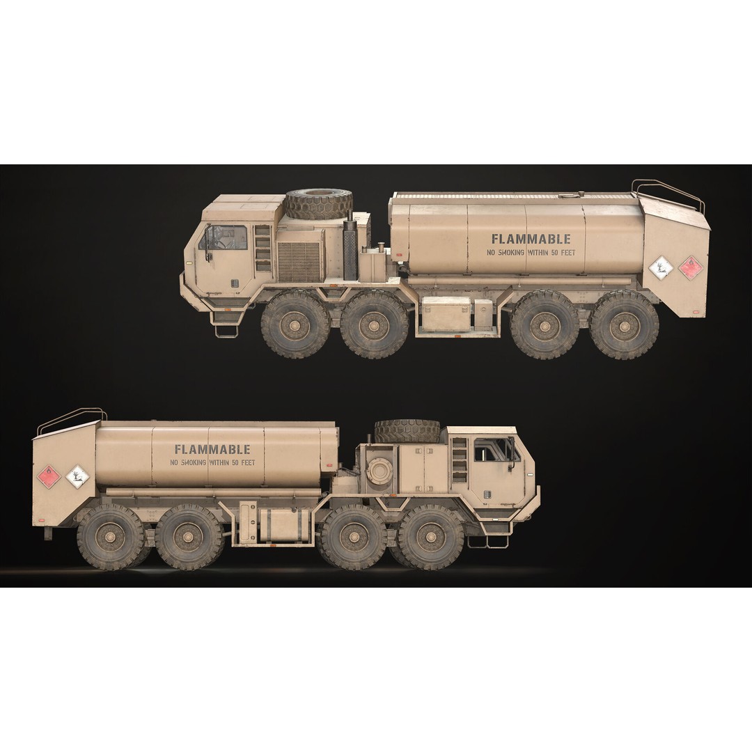 Heavy Military Truck 3D Model – Low Poly Game Ready, FBX, OBJ - View 9