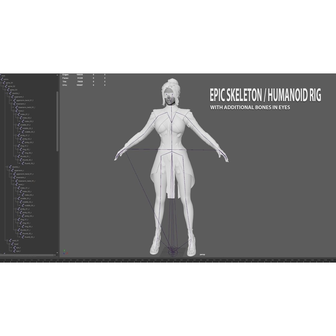 Sci-Fi Female 3D Model – Low Poly Rigged Character with PBR Textures