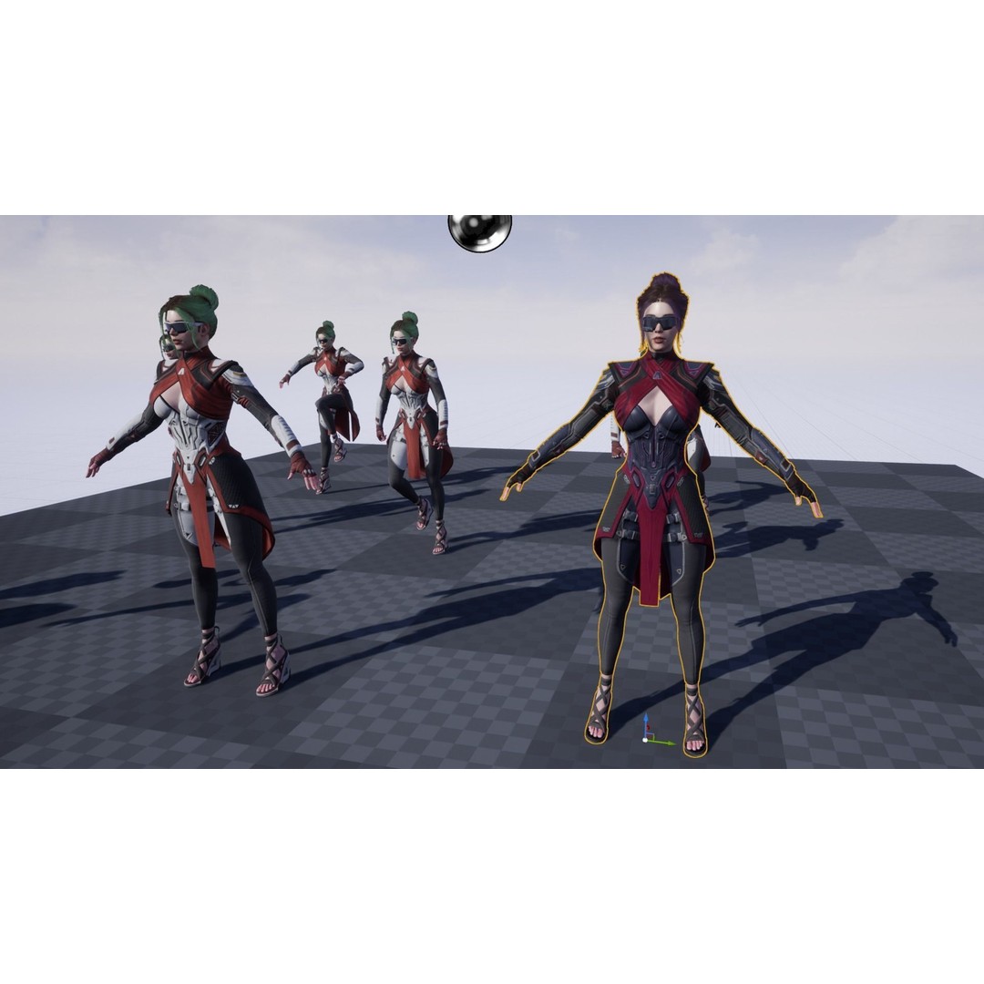 Sci-Fi Female 3D Model – Low Poly Rigged Character with PBR Textures - View 11
