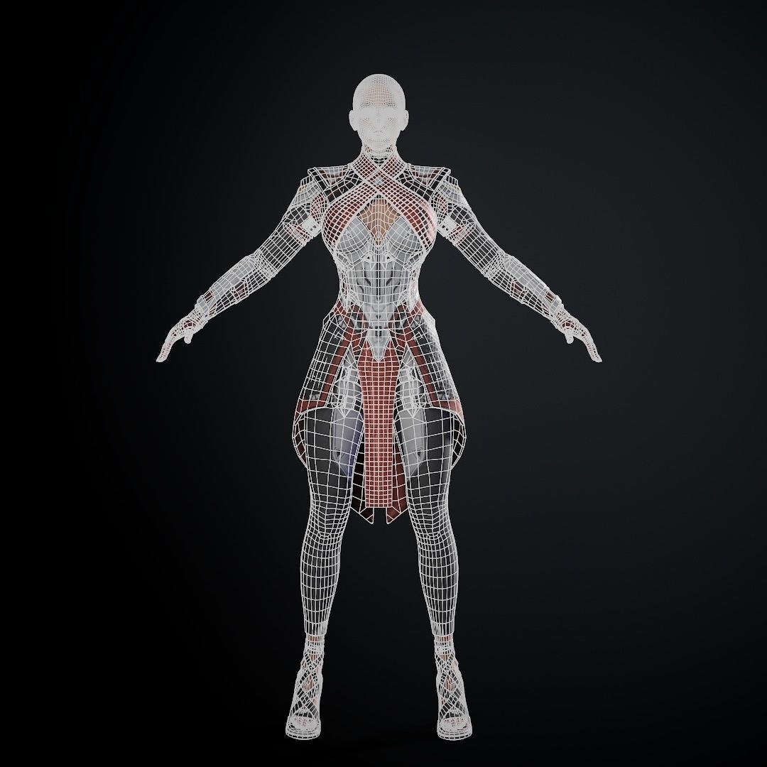Sci-Fi Female 3D Model – Low Poly Rigged Character with PBR Textures - View 12