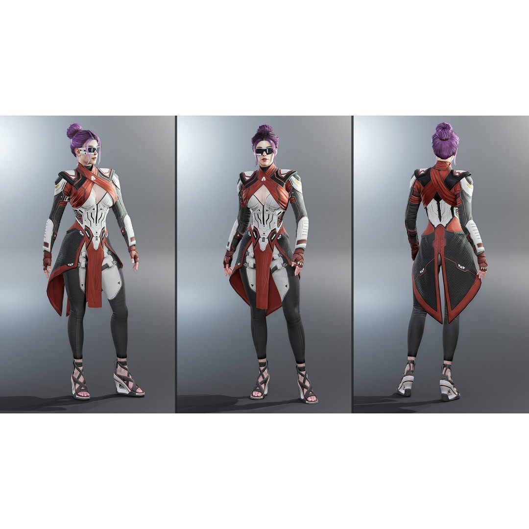 Sci-Fi Female 3D Model – Low Poly Rigged Character with PBR Textures - View 3