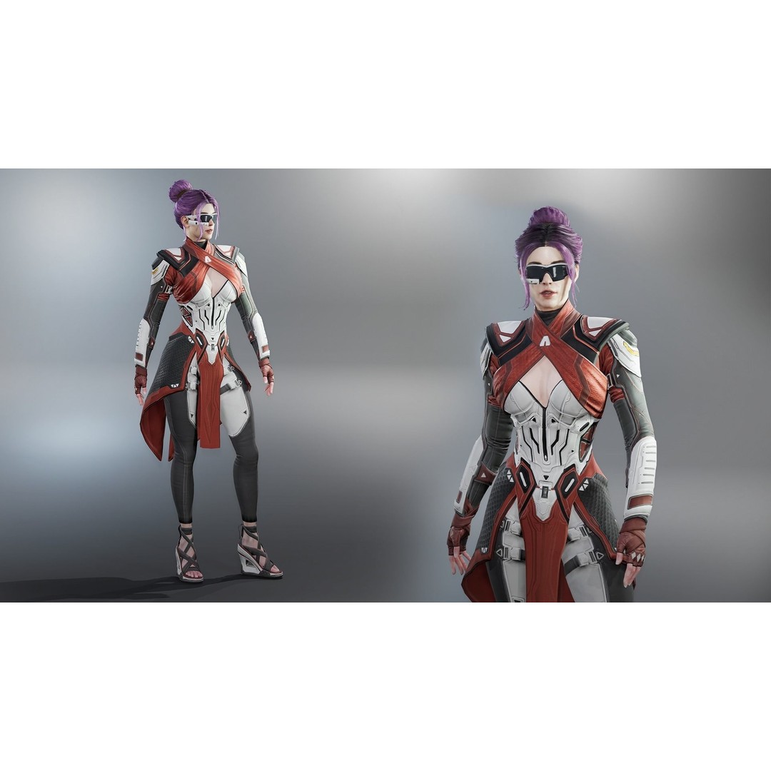 Sci-Fi Female 3D Model – Low Poly Rigged Character with PBR Textures - View 4