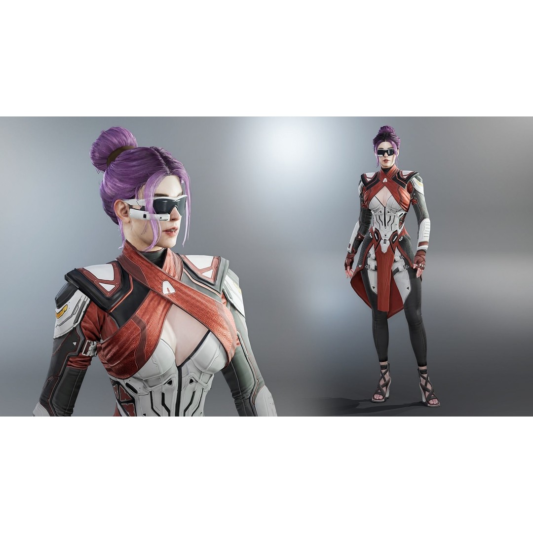 Sci-Fi Female 3D Model – Low Poly Rigged Character with PBR Textures - View 5