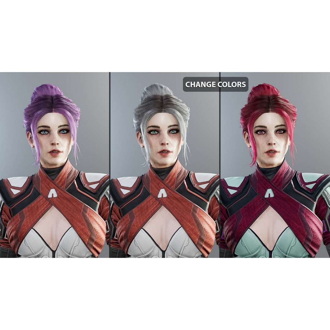 Sci-Fi Female 3D Model – Low Poly Rigged Character with PBR Textures - View 6