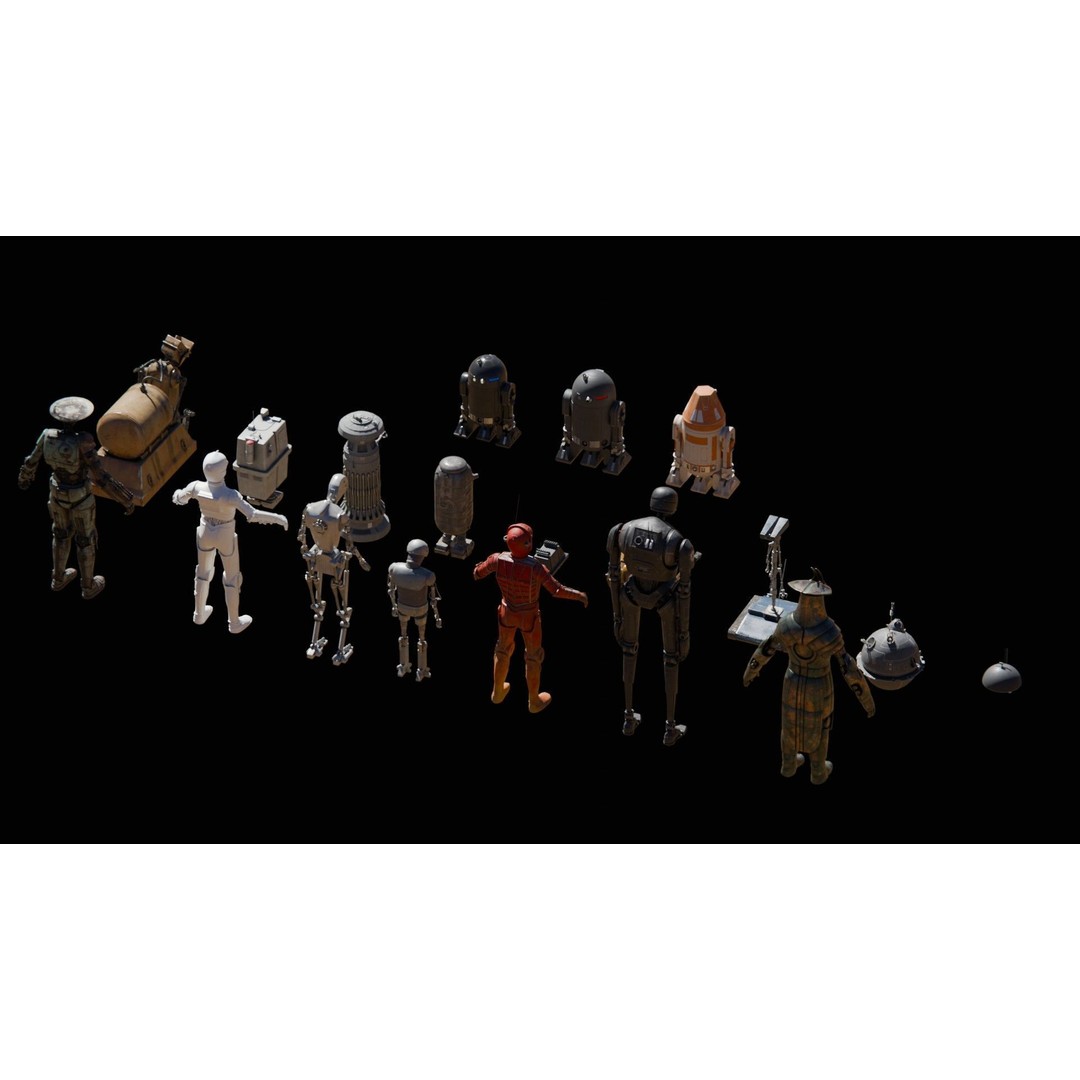 Star Wars Droids 3D Model – High Poly Sci-Fi Vehicles, FBX & Blender - View 3