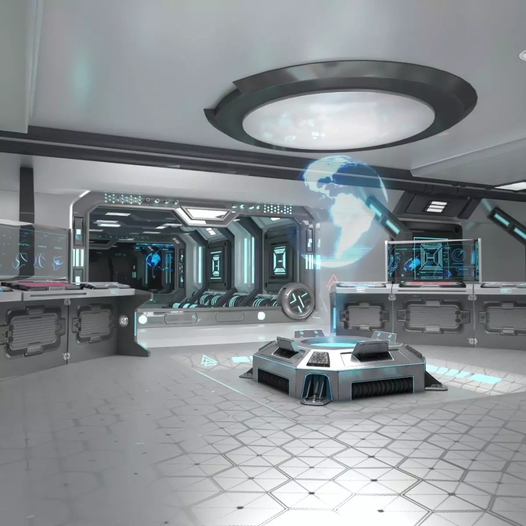 Sci-Fi Interior Scene 3D Model – Low Poly Game Asset, FBX, PBR - View 2