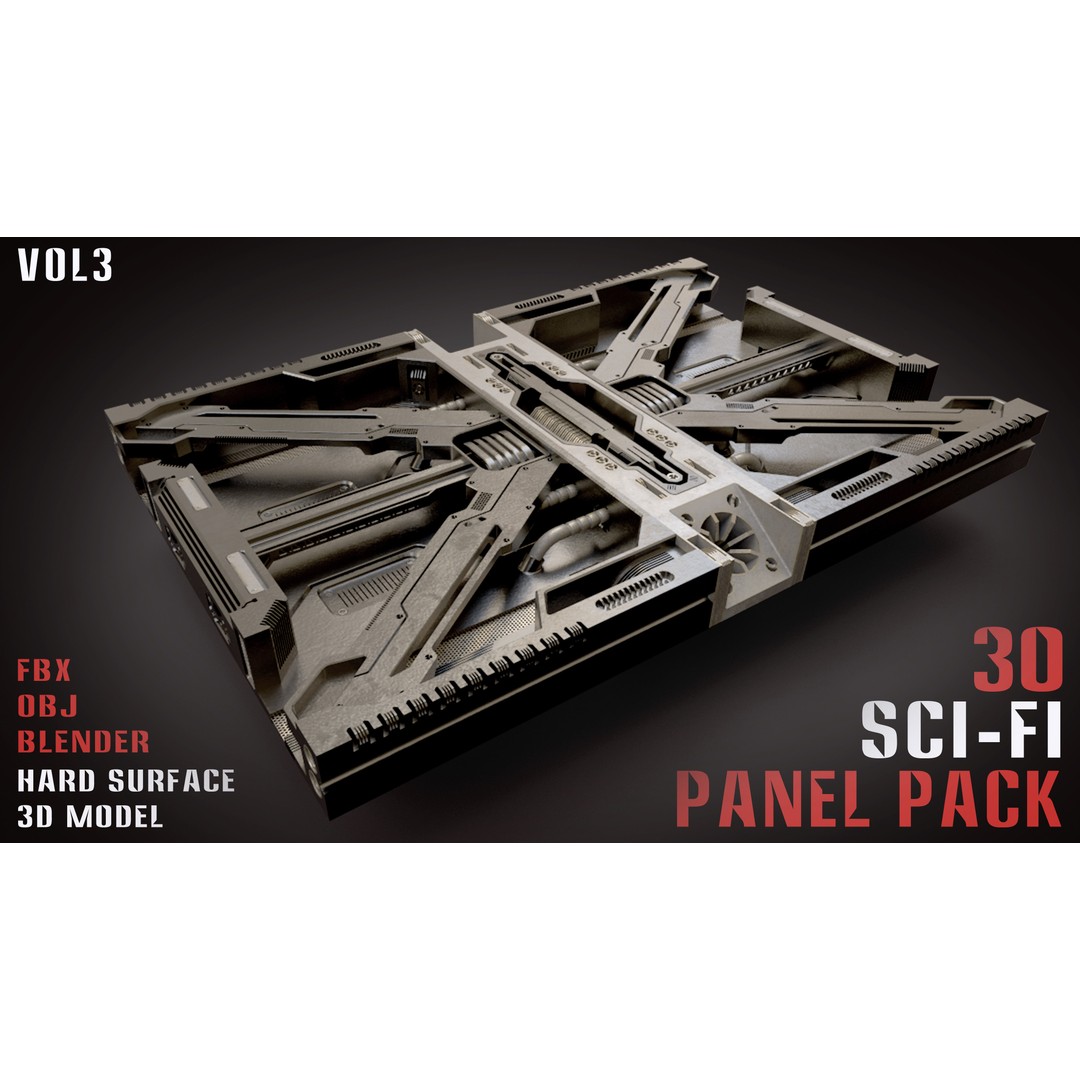 30 Sci-Fi Panels 3D Model – Futuristic Game Asset, Blender, FBX, OBJ - View 11