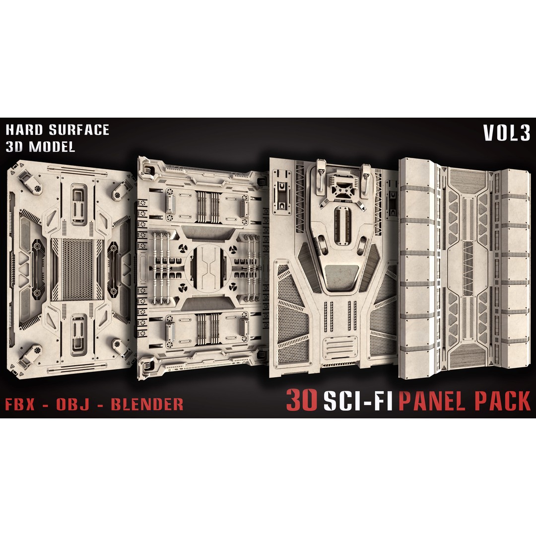 30 Sci-Fi Panels 3D Model – Futuristic Game Asset, Blender, FBX, OBJ - View 12