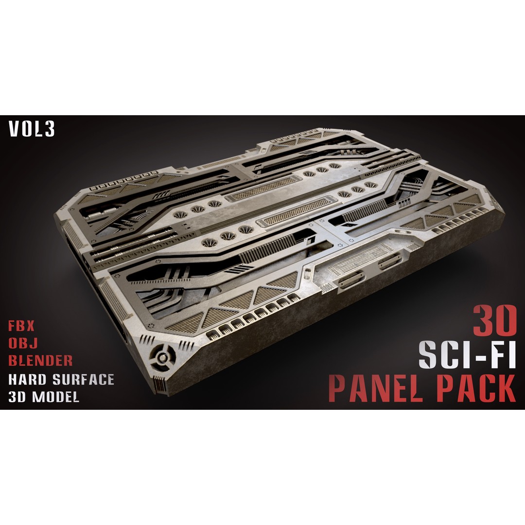 30 Sci-Fi Panels 3D Model – Futuristic Game Asset, Blender, FBX, OBJ - View 13