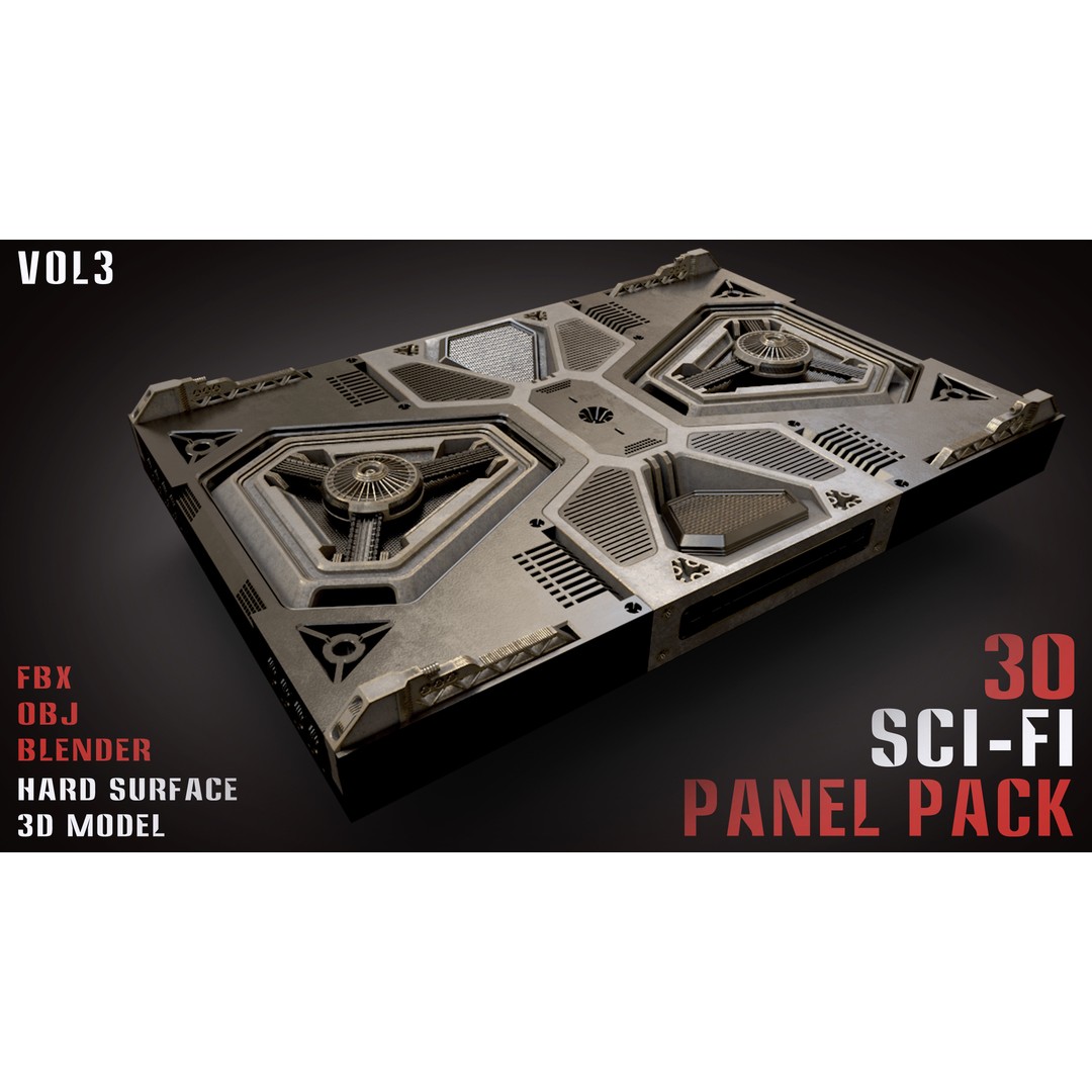 30 Sci-Fi Panels 3D Model – Futuristic Game Asset, Blender, FBX, OBJ - View 14