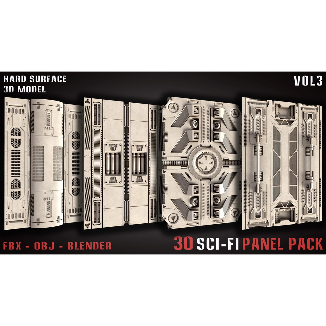 30 Sci-Fi Panels 3D Model – Futuristic Game Asset, Blender, FBX, OBJ - View 15