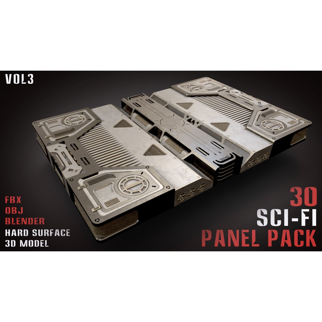 30 Sci-Fi Panels 3D Model – Futuristic Game Asset, Blender, FBX, OBJ - View 16