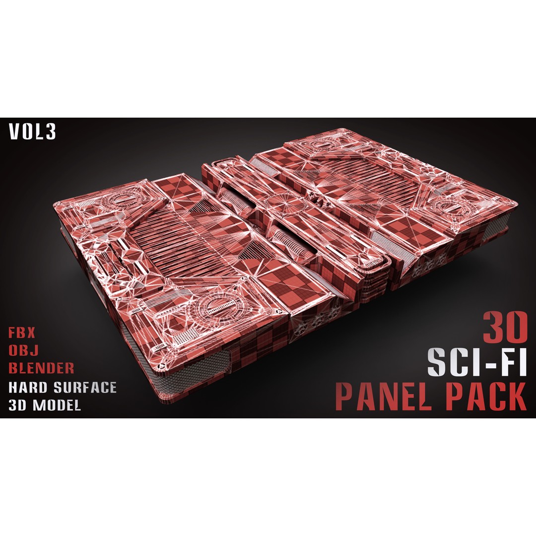 30 Sci-Fi Panels 3D Model – Futuristic Game Asset, Blender, FBX, OBJ - View 17