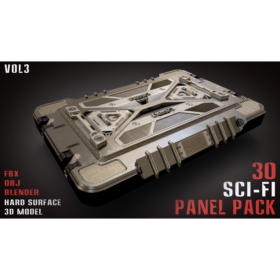 30 Sci-Fi Panels 3D Model – Futuristic Game Asset, Blender, FBX, OBJ - View 4