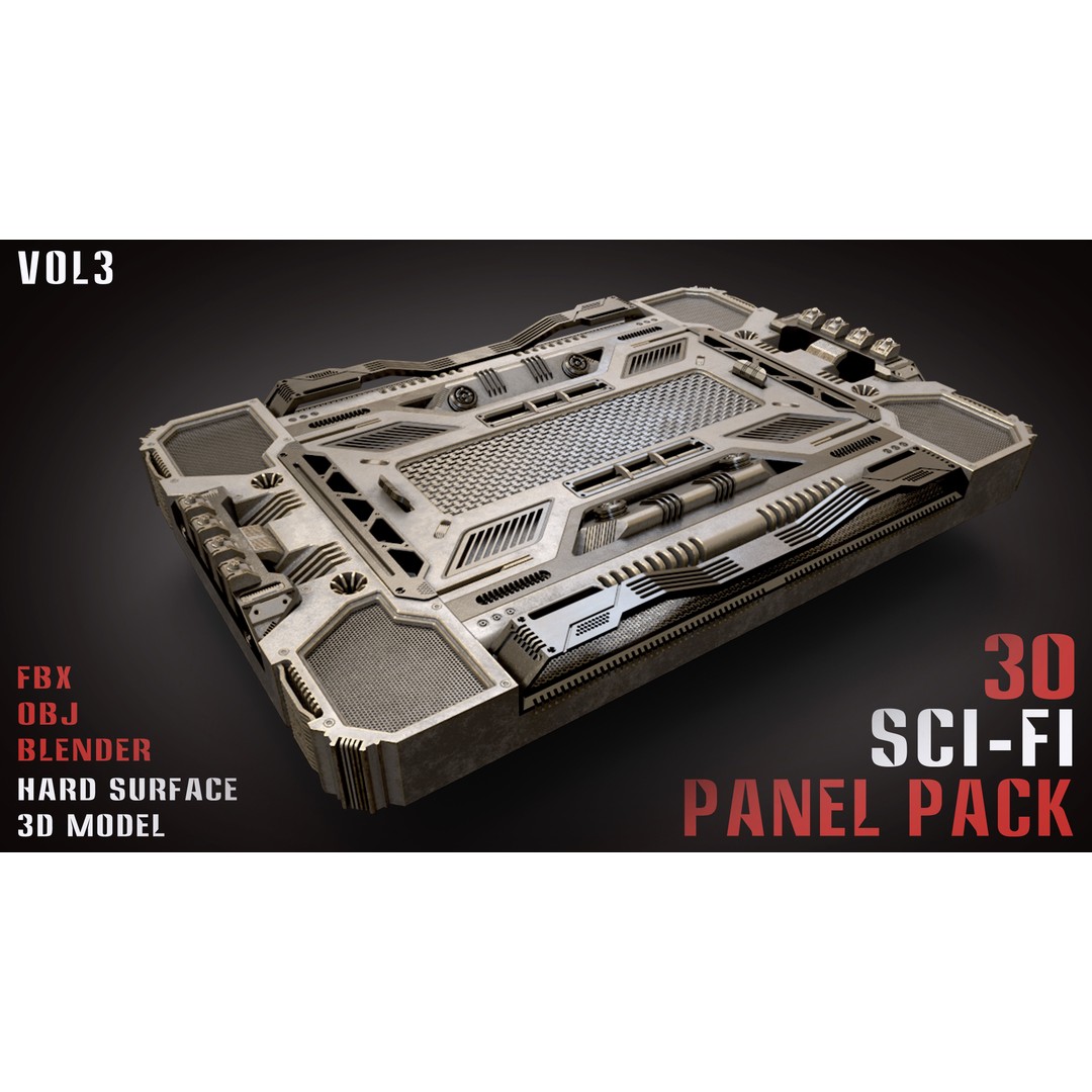 30 Sci-Fi Panels 3D Model – Futuristic Game Asset, Blender, FBX, OBJ - View 5