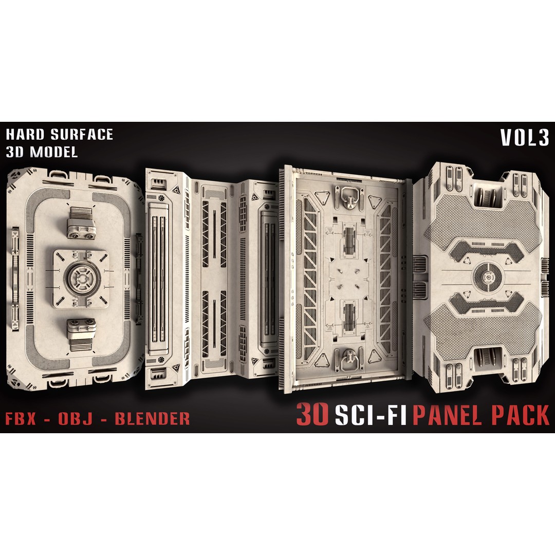 30 Sci-Fi Panels 3D Model – Futuristic Game Asset, Blender, FBX, OBJ - View 6