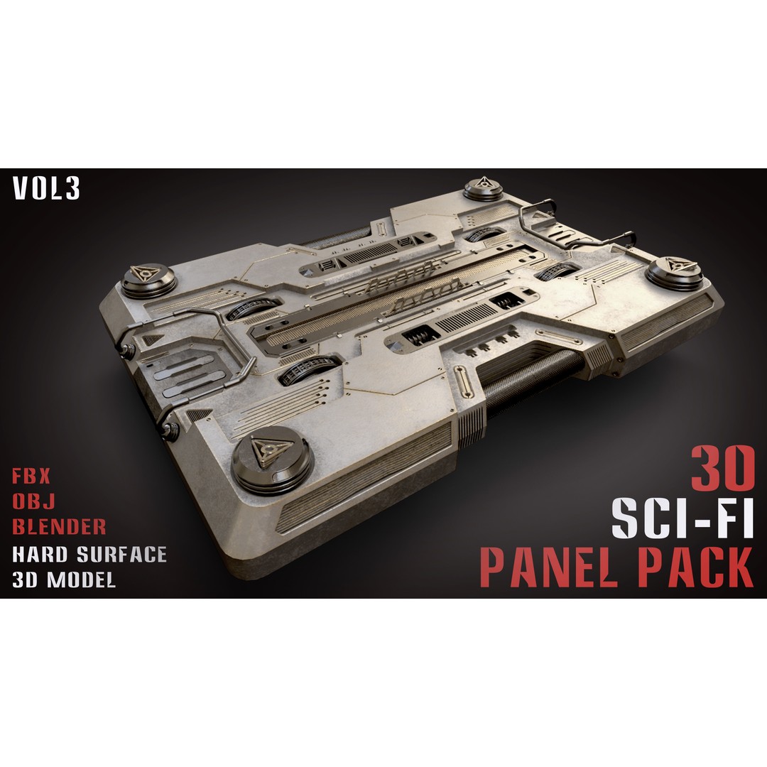 30 Sci-Fi Panels 3D Model – Futuristic Game Asset, Blender, FBX, OBJ - View 7