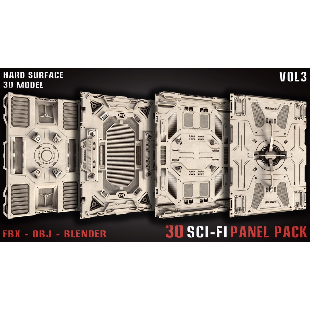30 Sci-Fi Panels 3D Model – Futuristic Game Asset, Blender, FBX, OBJ - View 9