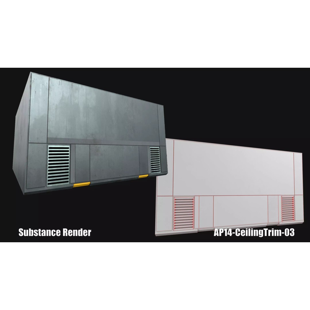 Sci-Fi Hanger 3D Model – Low Poly Modular Asset Pack, FBX - View 18