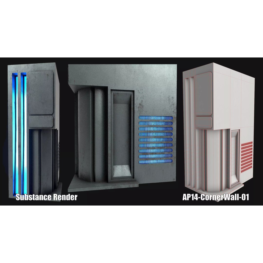 Sci-Fi Hanger 3D Model – Low Poly Modular Asset Pack, FBX - View 29