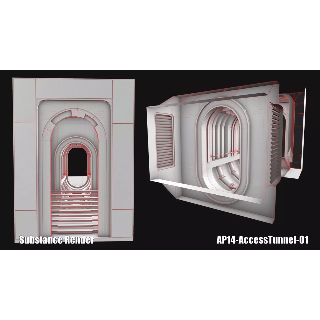 Sci-Fi Hanger 3D Model – Low Poly Modular Asset Pack, FBX - View 3