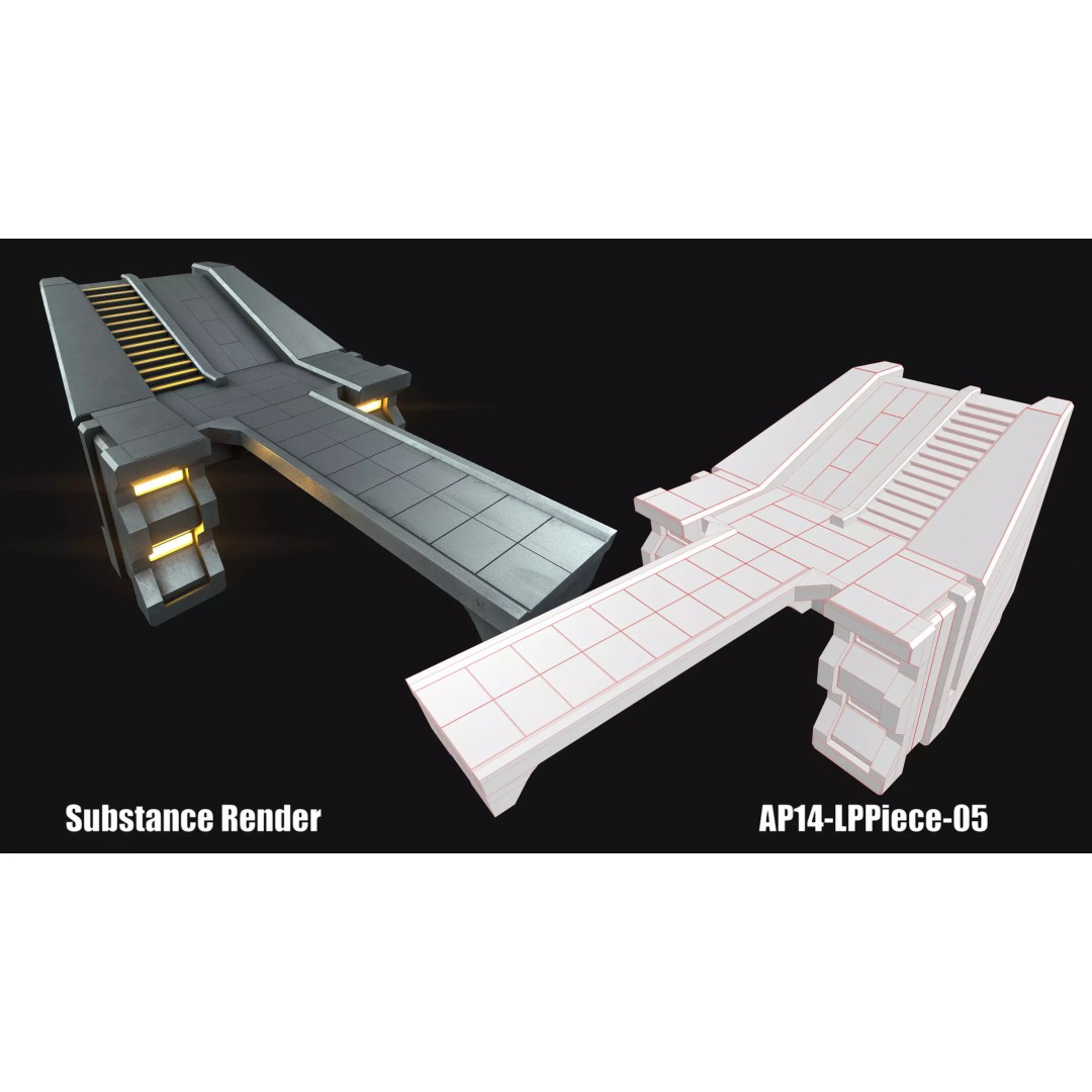 Sci-Fi Hanger 3D Model – Low Poly Modular Asset Pack, FBX - View 50