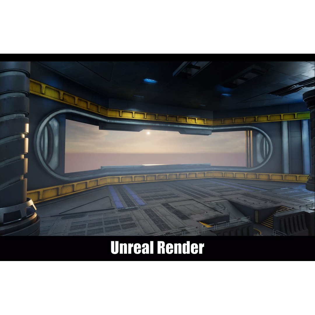 Sci-Fi Hanger 3D Model – Low Poly Modular Asset Pack, FBX - View 80
