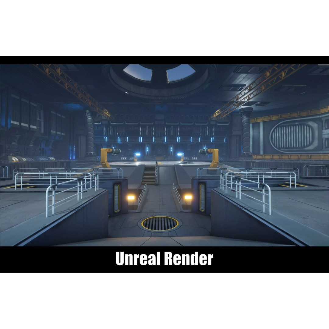 Sci-Fi Hanger 3D Model – Low Poly Modular Asset Pack, FBX - View 81