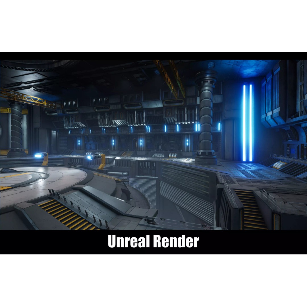 Sci-Fi Hanger 3D Model – Low Poly Modular Asset Pack, FBX - View 82