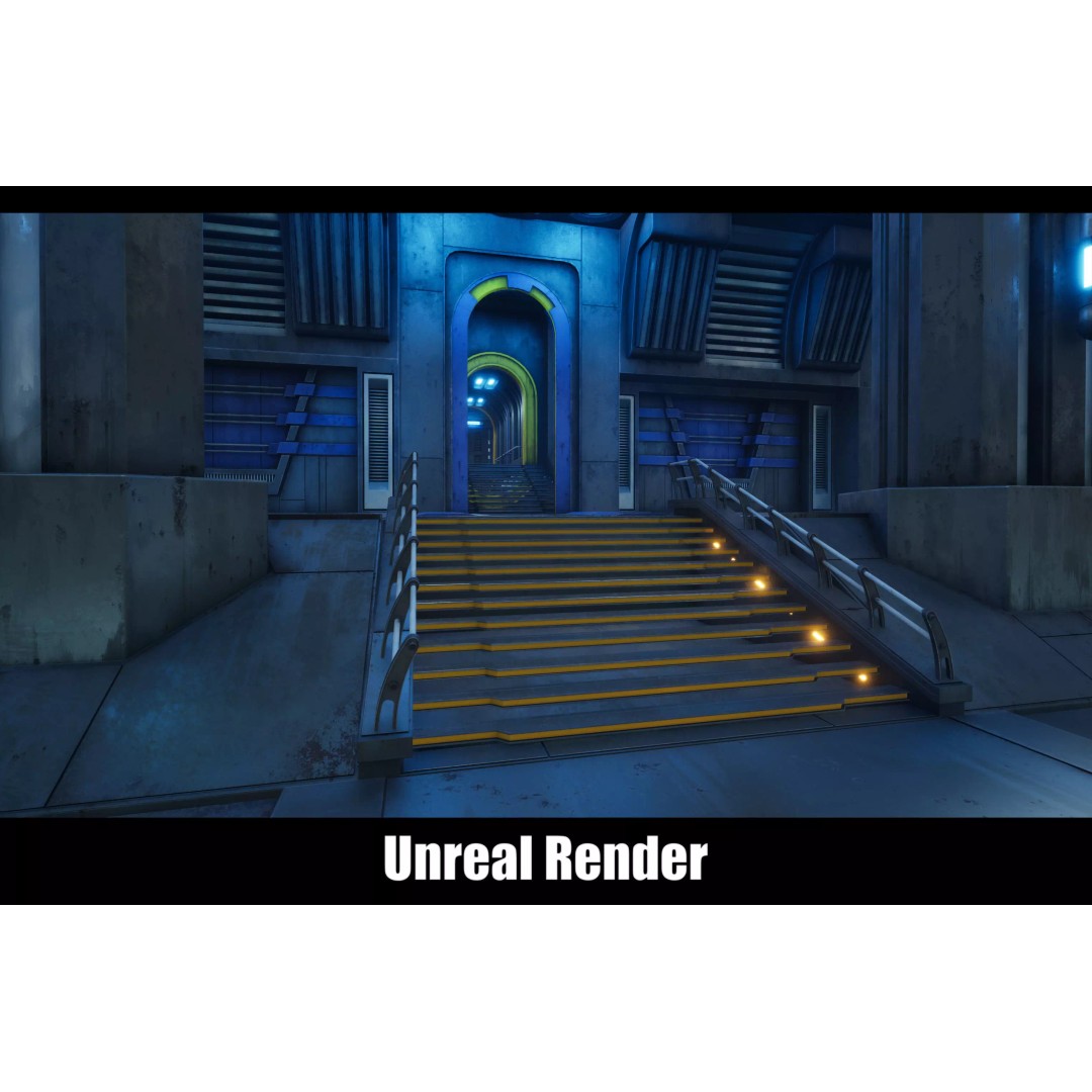 Sci-Fi Hanger 3D Model – Low Poly Modular Asset Pack, FBX - View 85