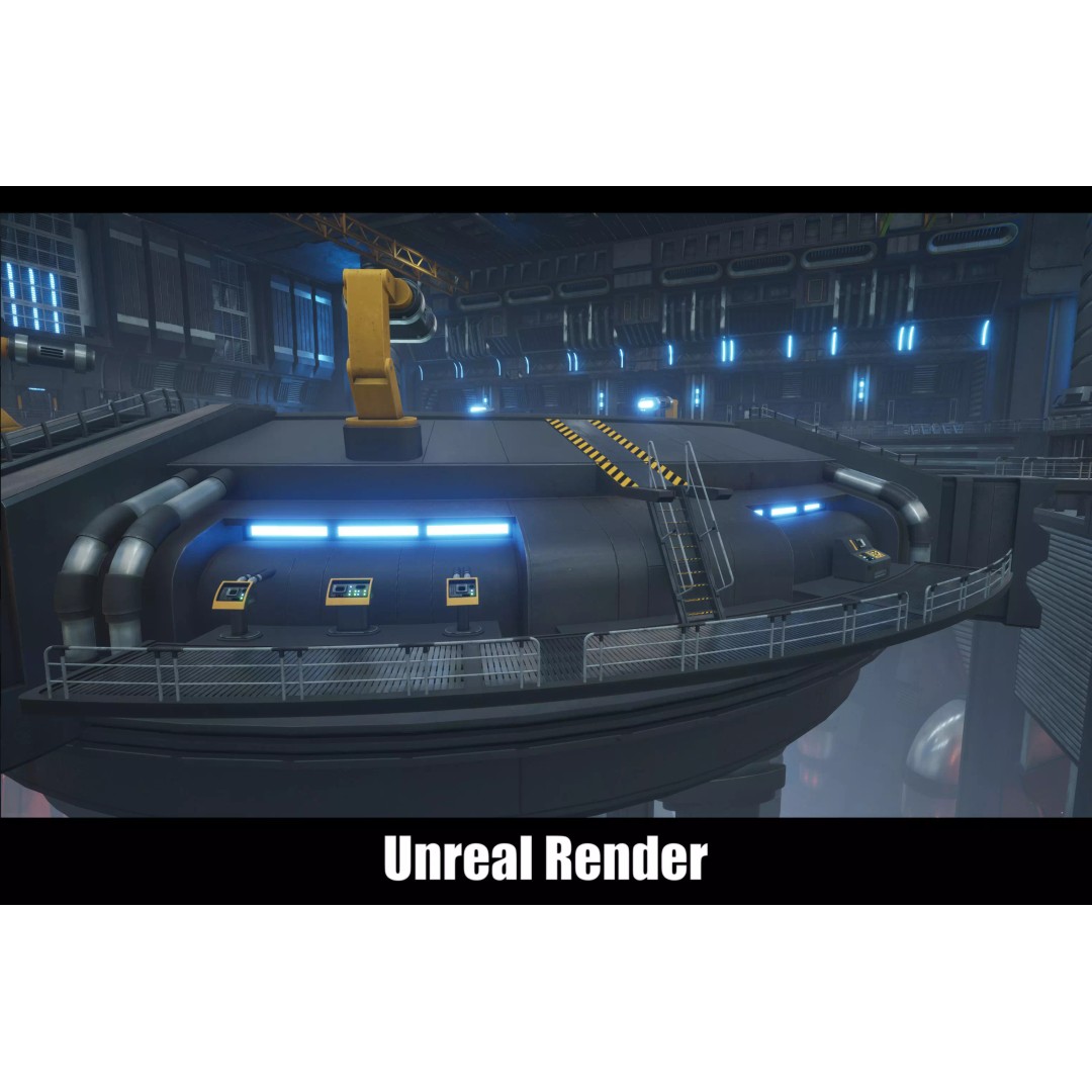 Sci-Fi Hanger 3D Model – Low Poly Modular Asset Pack, FBX - View 89